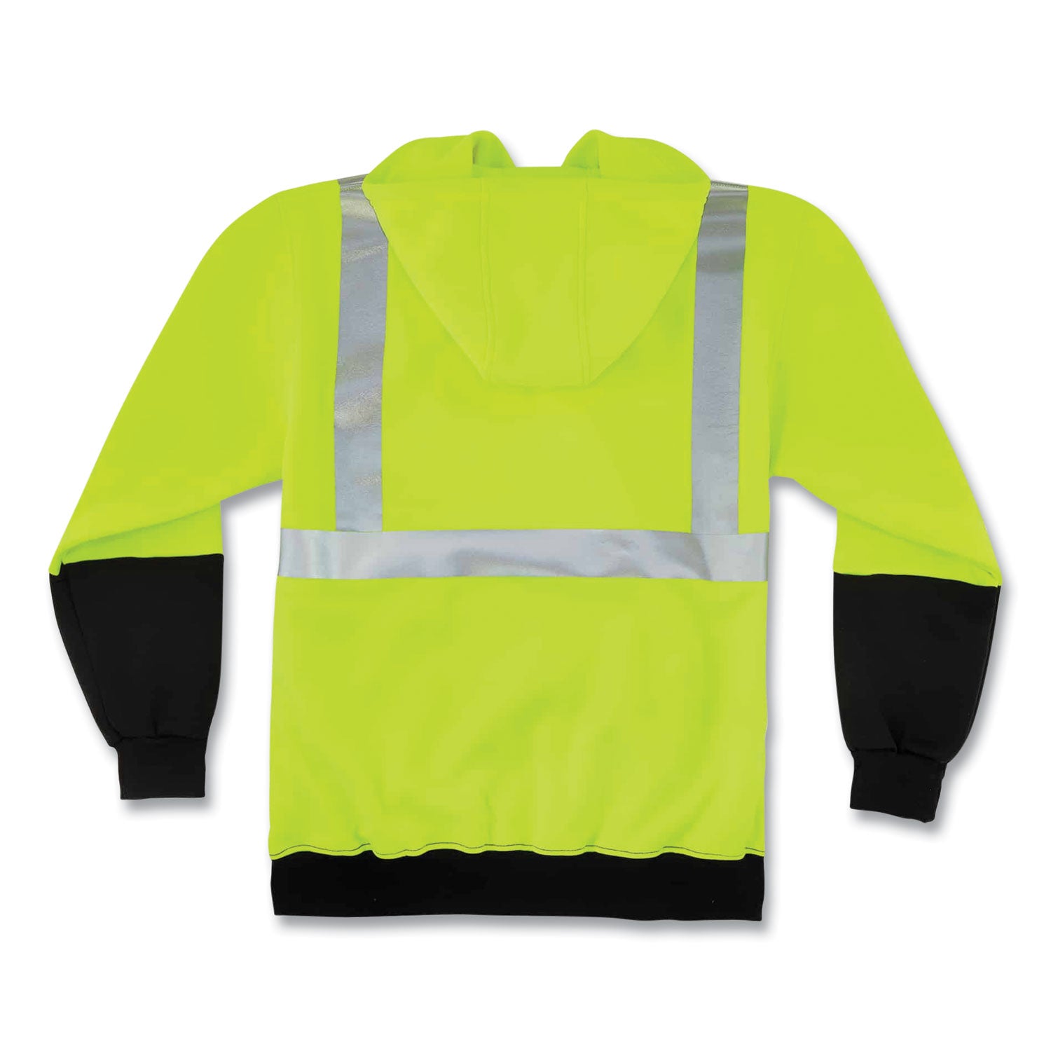 ergodyne GloWear 8293 Hi-Vis Class 2 Hooded Sweatshirt Black Bottom, Polar Fleece, Small, Lime (21689)