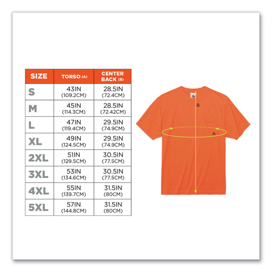 ergodyne GloWear 8089 Non-Certified Hi-Vis T-Shirt, Polyester, 5X-Large, Orange (21569)