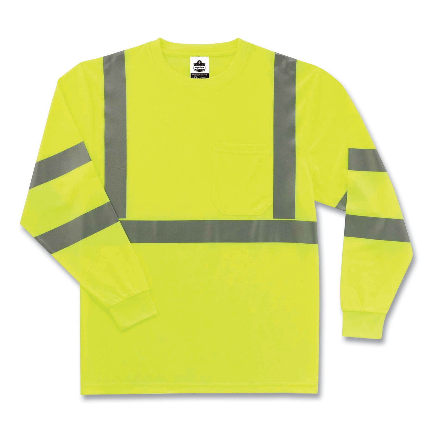 ergodyne GloWear 8391 Class 3 Hi-Vis Long Sleeve Shirt, Polyester, Lime, 2X-Large (21706)