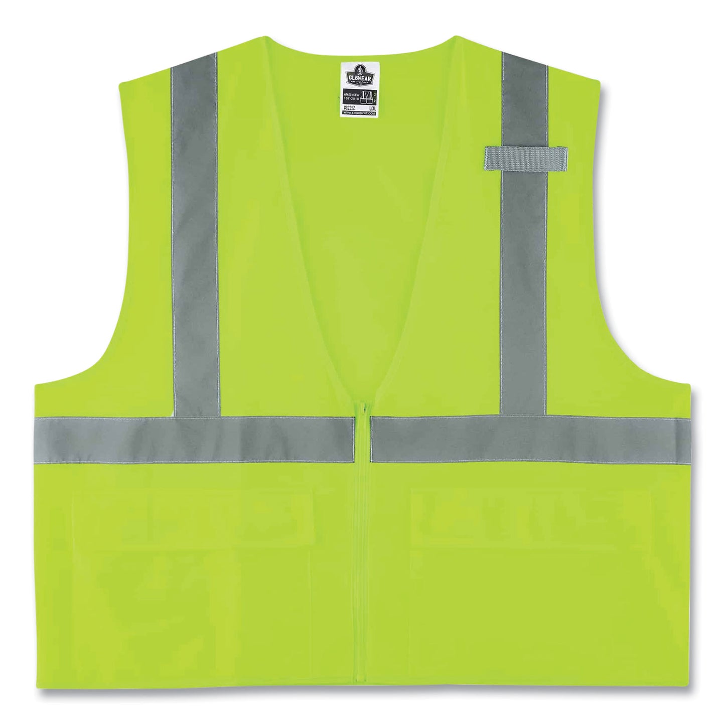 ergodyne GloWear 8225Z Class 2 Standard Solid Vest, Polyester, Lime, Large/X-Large (21165)