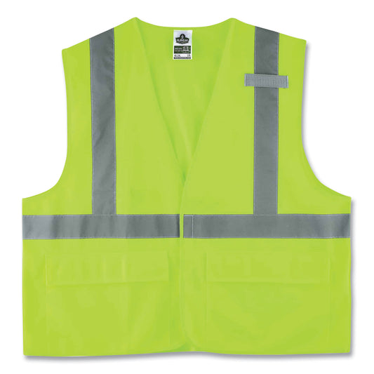 ergodyne GloWear 8225HL Class 2 Standard Solid Hook and Loop Vest, Polyester, Lime, Large/X-Large (21185)