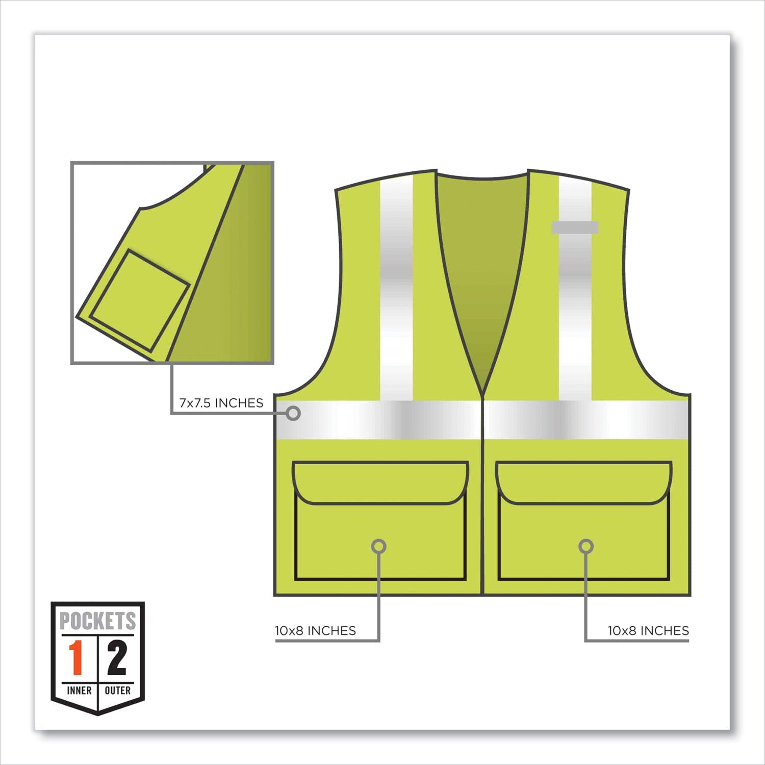 ergodyne GloWear 8225Z Class 2 Standard Solid Vest, Polyester, Lime, Small/Medium (21163)