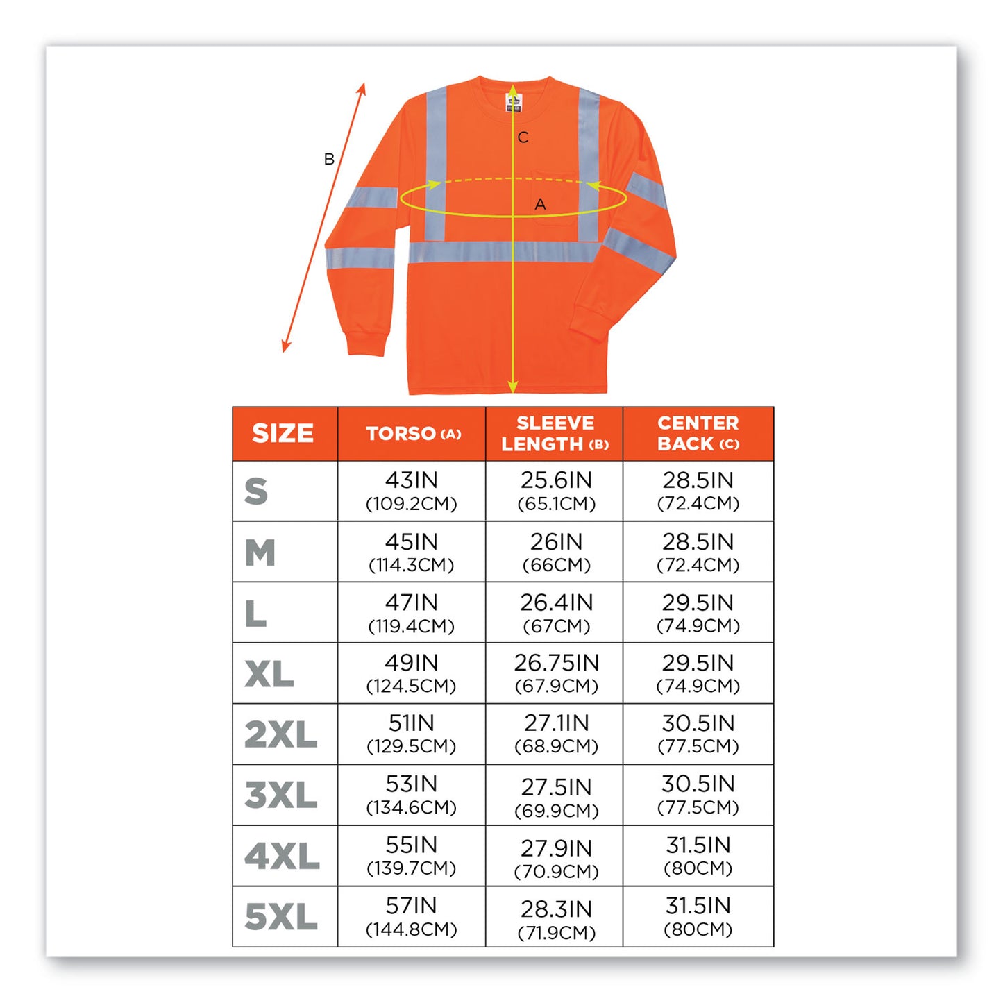 ergodyne GloWear 8391 Class 3 Hi-Vis Long Sleeve Shirt, Polyester, Orange, Medium (21713)