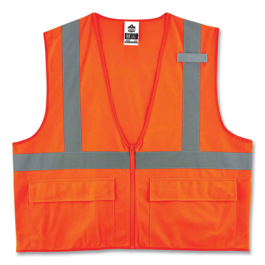 ergodyne GloWear 8225Z Class 2 Standard Solid Vest, Polyester, Orange, Small/Medium (21153)