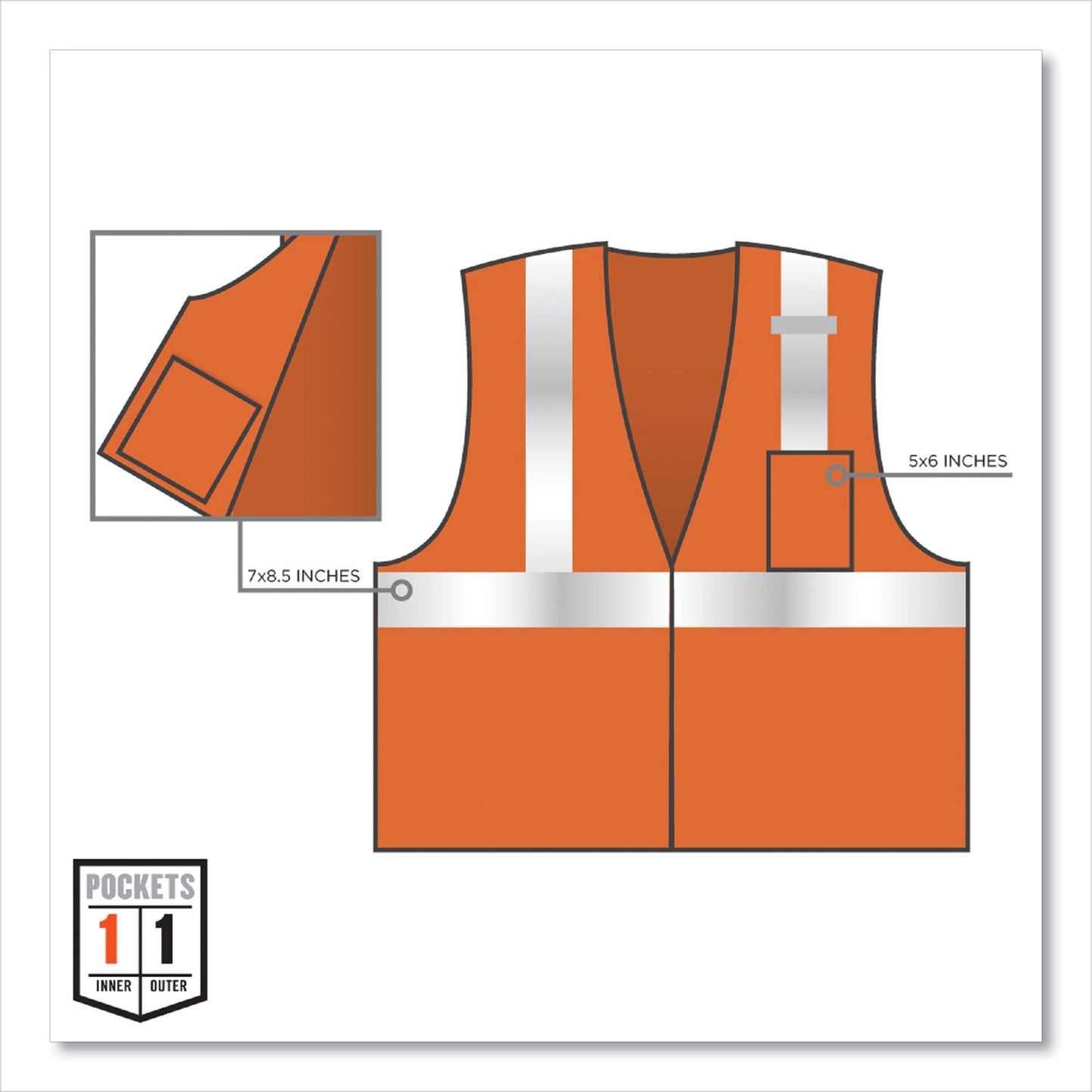 ergodyne GloWear 8210Z Class 2 Economy Mesh Vest, Polyester, Orange, X-Small (21041)