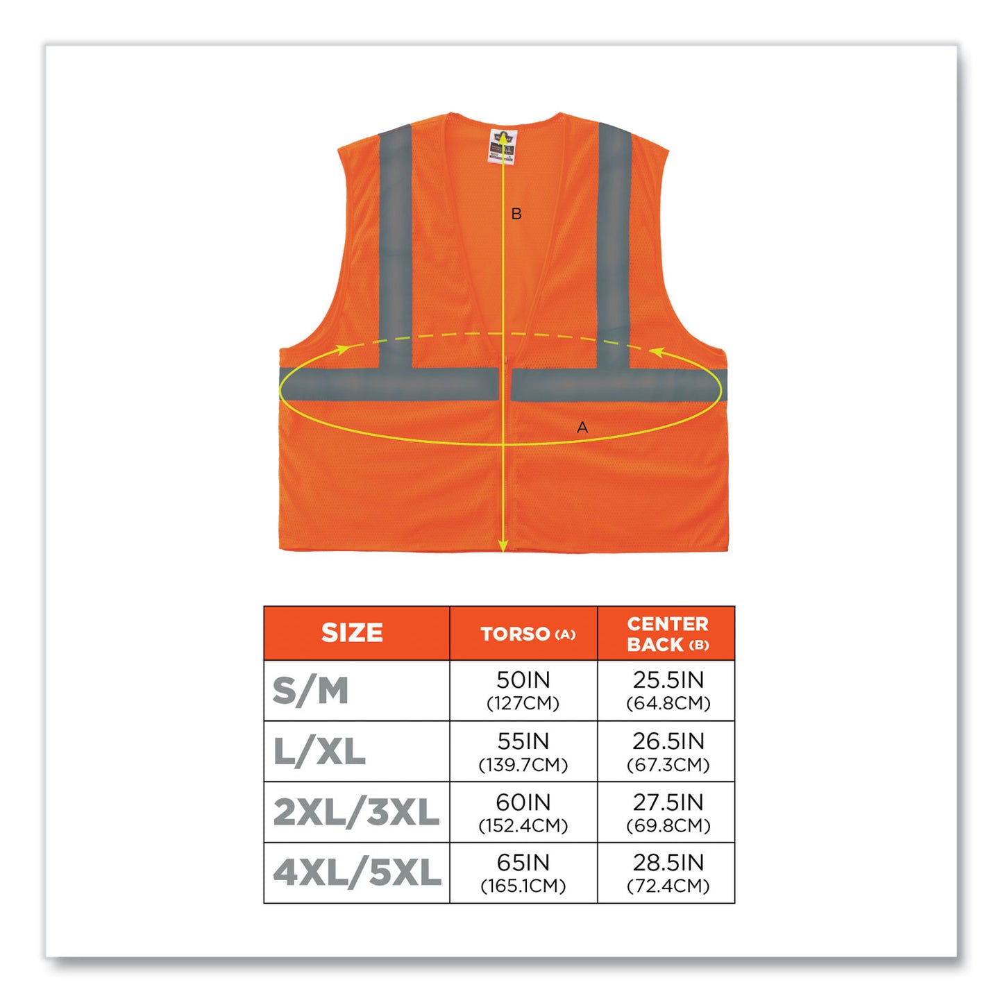 ergodyne GloWear 8205Z Class 2 Super Economy Mesh Vest, Polyester, Orange, 4X-Large/5X-Large (20989)