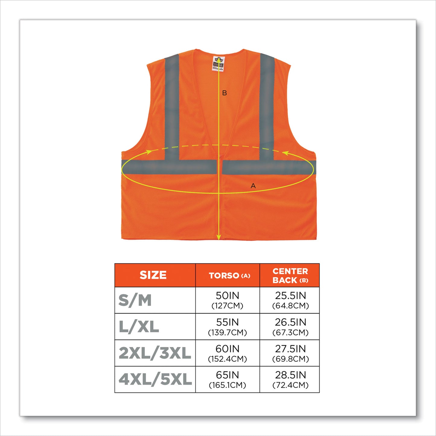 ergodyne GloWear 8205Z Class 2 Super Economy Mesh Vest, Polyester, Orange, Small/Medium (20983)