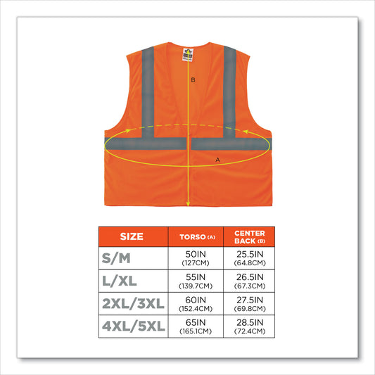 ergodyne GloWear 8205Z Class 2 Super Economy Mesh Vest, Polyester, Orange, Small/Medium (20983)