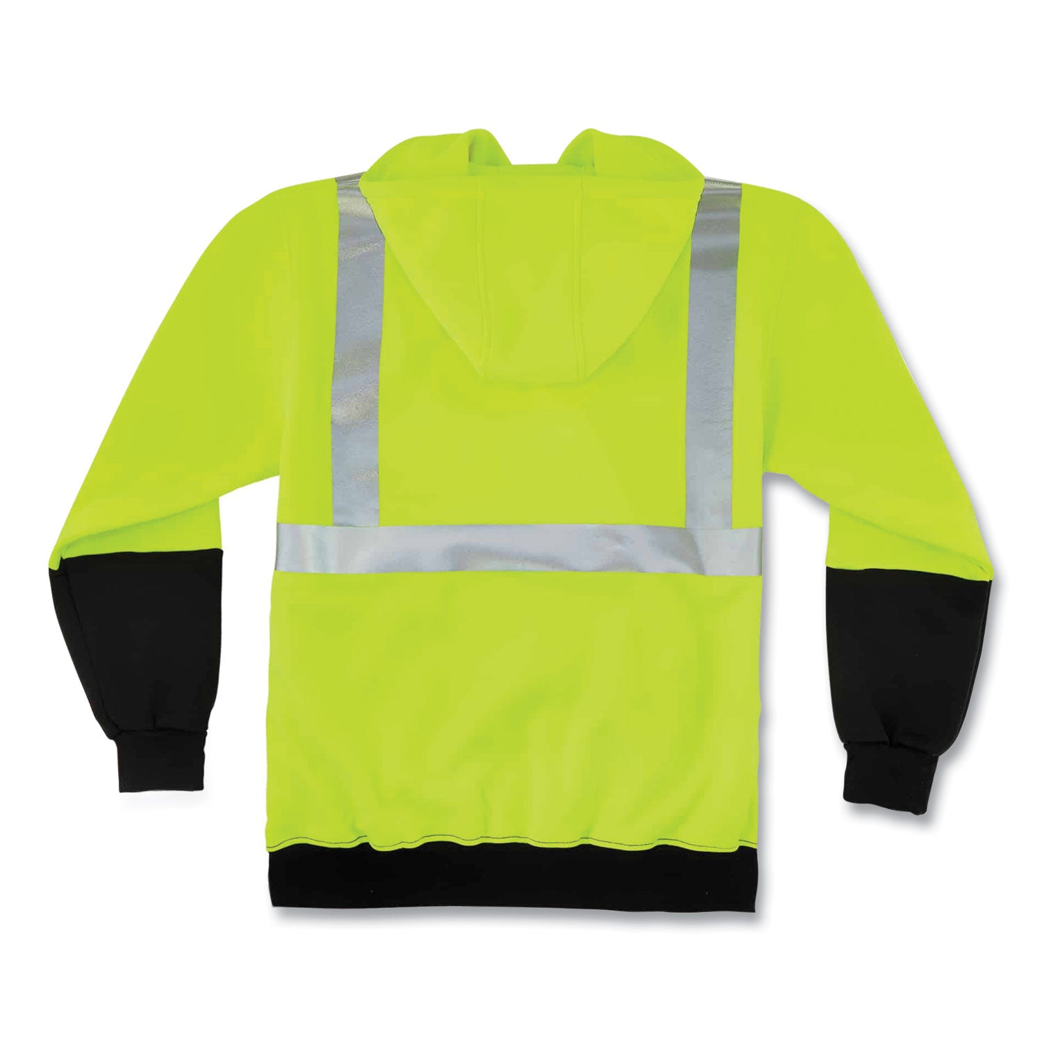 ergodyne GloWear 8293 Hi-Vis Class 2 Hooded Sweatshirt Black Bottom, Polar Fleece, Small, Lime (21682)