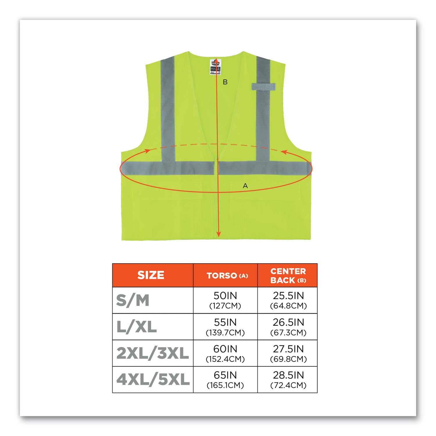 ergodyne GloWear 8225Z Class 2 Standard Solid Vest, Polyester, Lime, Large/X-Large (21165)