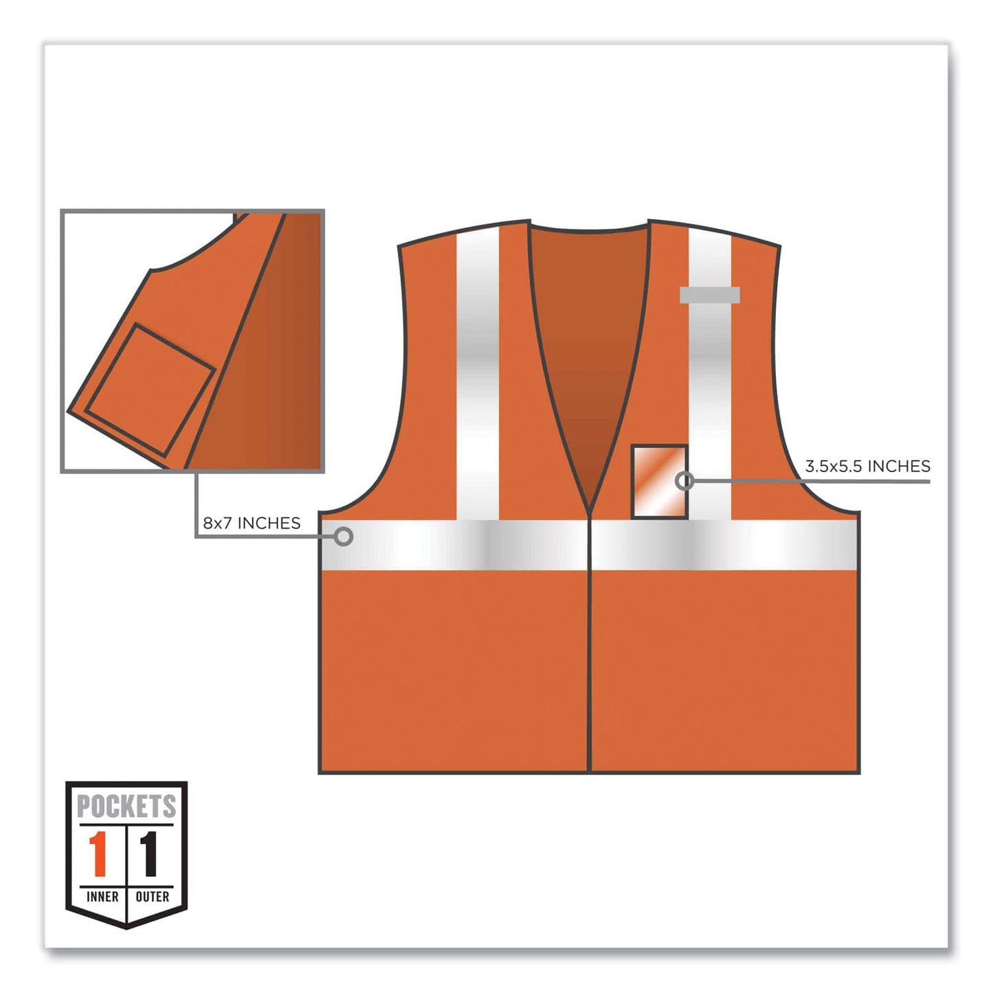 ergodyne GloWear 8216BA Class 2 Breakaway Mesh ID Holder Vest, Polyester, 4X-Large/5X-Large, Orange (21089)