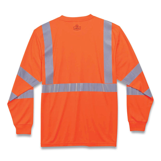 ergodyne GloWear 8391 Class 3 Hi-Vis Long Sleeve Shirt, Polyester, Orange, Large (21714)