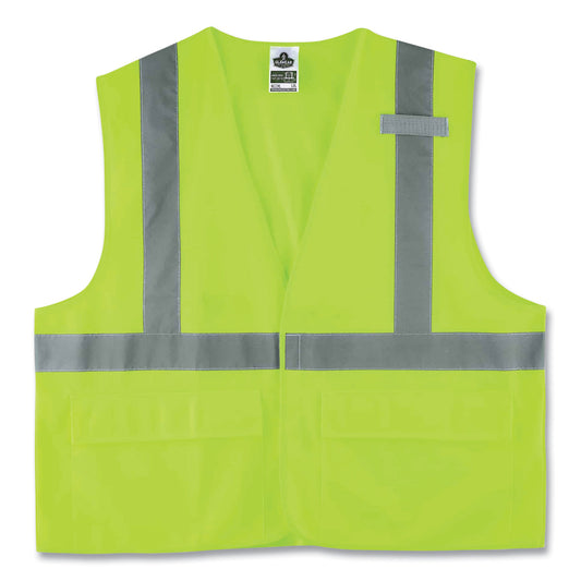 ergodyne GloWear 8225HL Class 2 Standard Solid Hook and Loop Vest, Polyester, Lime, 4X-Large/5X-Large (21189)