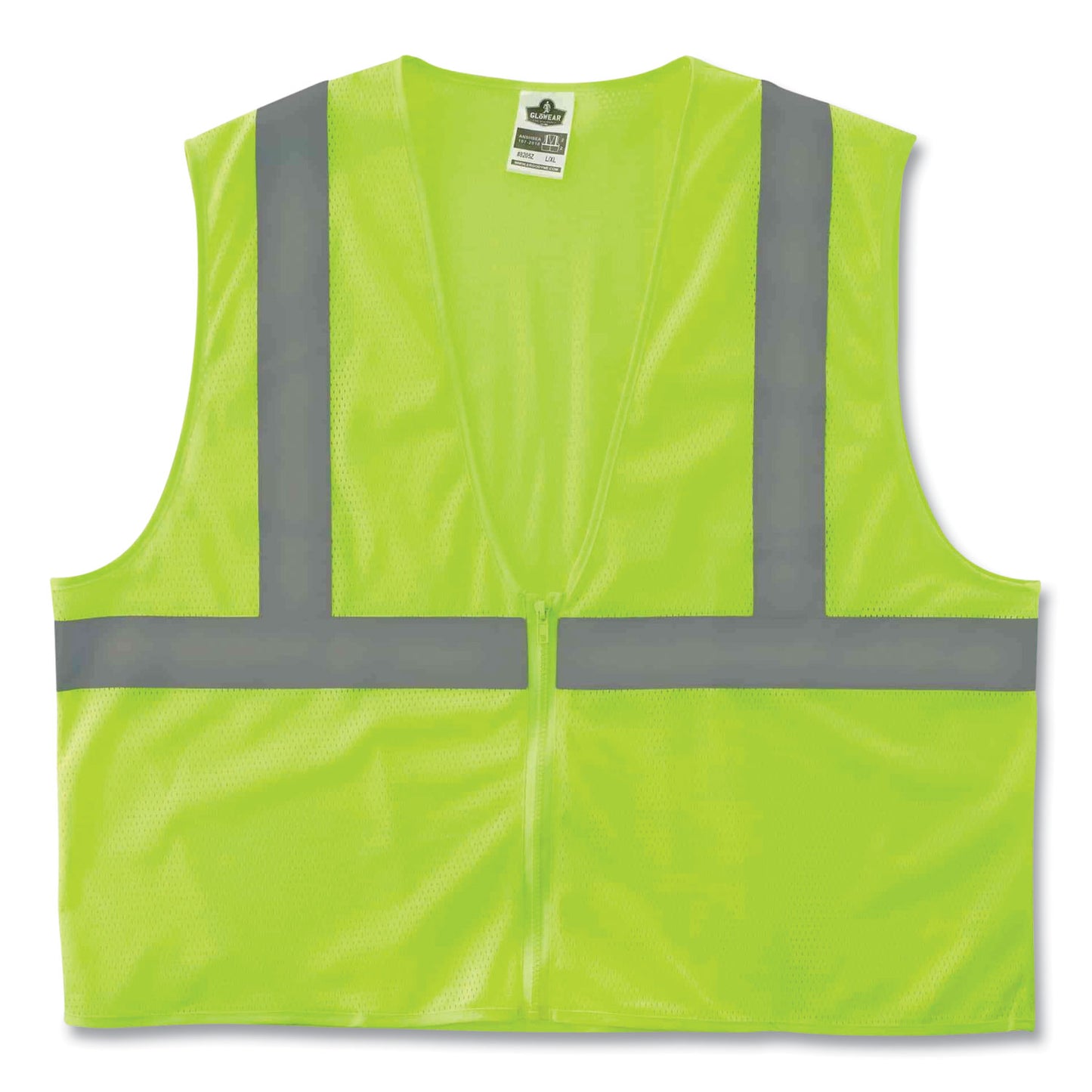 ergodyne GloWear 8205Z Class 2 Super Economy Mesh Vest, Polyester, Lime, Large/X-Large (20995)