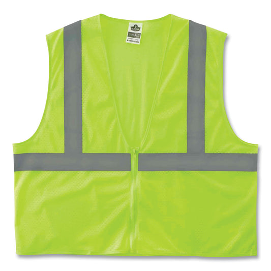 ergodyne GloWear 8205Z Class 2 Super Economy Mesh Vest, Polyester, Lime, Large/X-Large (20995)