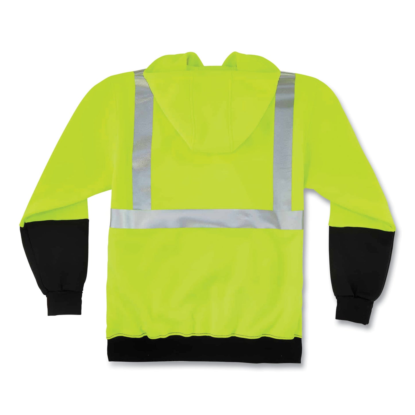 ergodyne GloWear 8293 Hi-Vis Class 2 Hooded Sweatshirt Black Bottom, Polar Fleece, Small, Lime (21687)