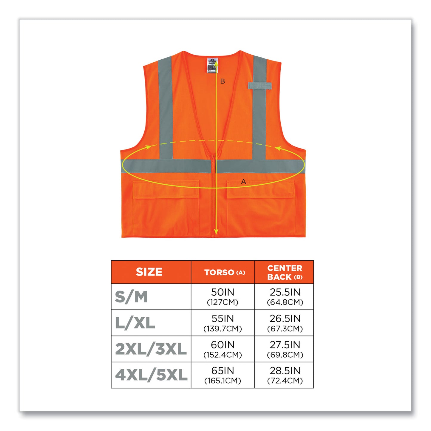 ergodyne GloWear 8225Z Class 2 Standard Solid Vest, Polyester, Orange, Large/-Large (21155)