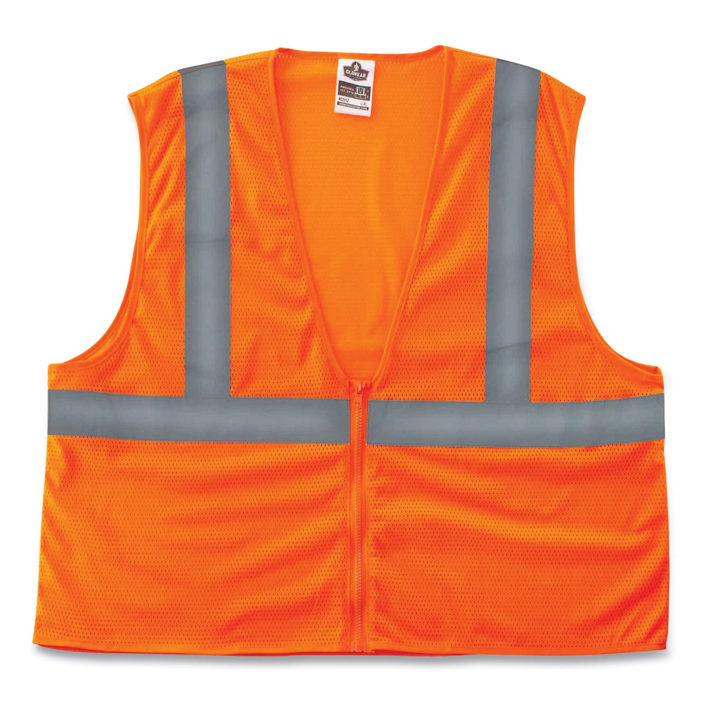 ergodyne GloWear 8205Z Class 2 Super Economy Mesh Vest, Polyester, Orange, 4X-Large/5X-Large (20989)