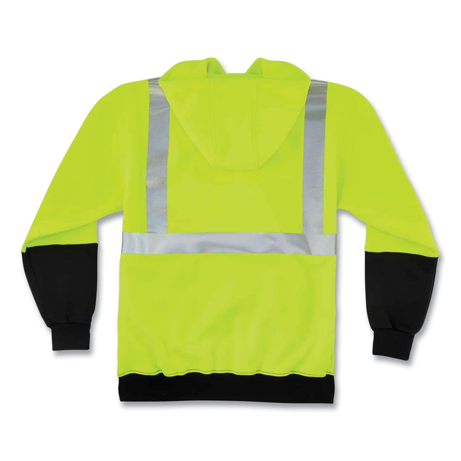 ergodyne GloWear 8293 Hi-Vis Class 2 Hooded Sweatshirt Black Bottom, Polar Fleece, Small, Lime (21684)