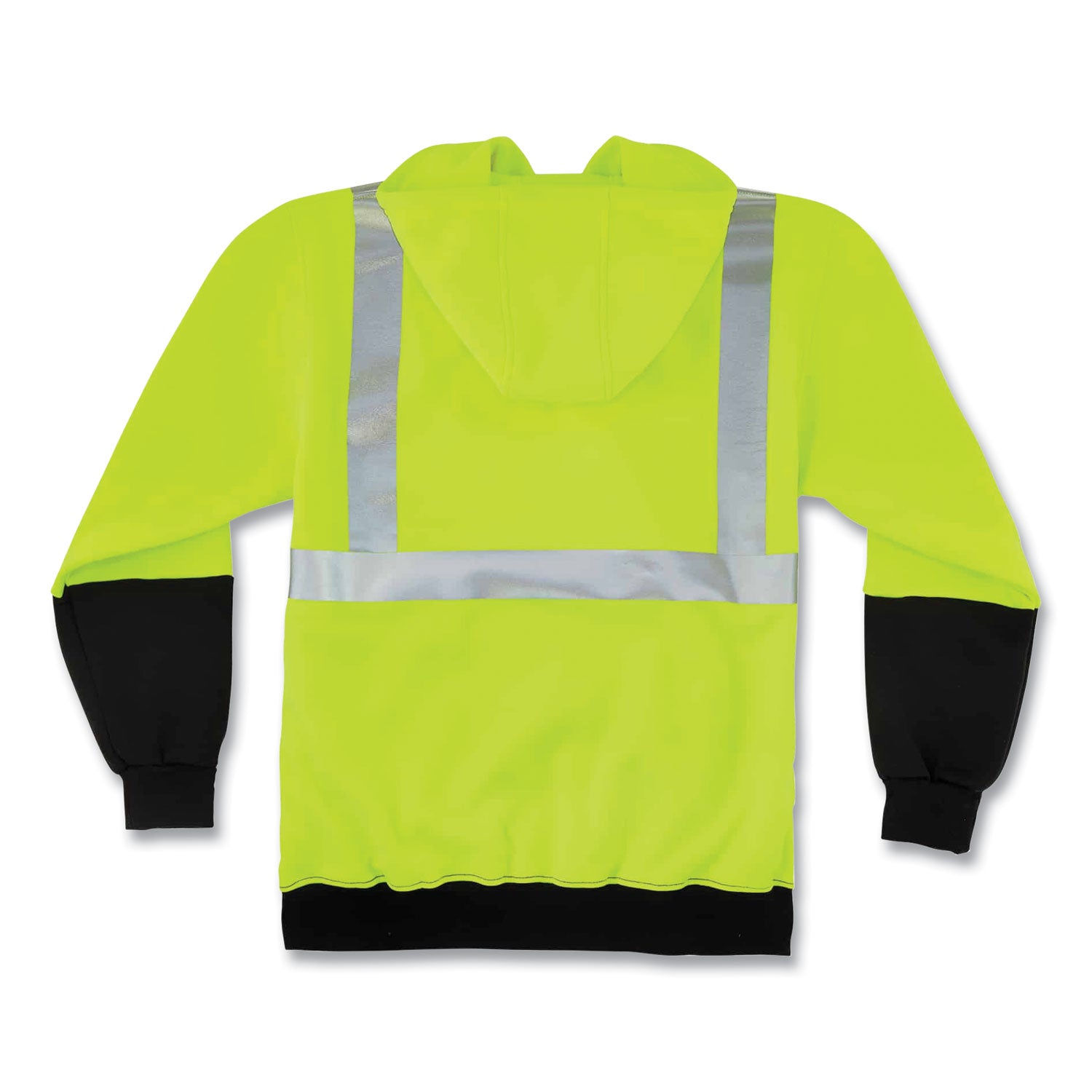 ergodyne GloWear 8293 Hi-Vis Class 2 Hooded Sweatshirt Black Bottom, Polar Fleece, Small, Lime (21686)