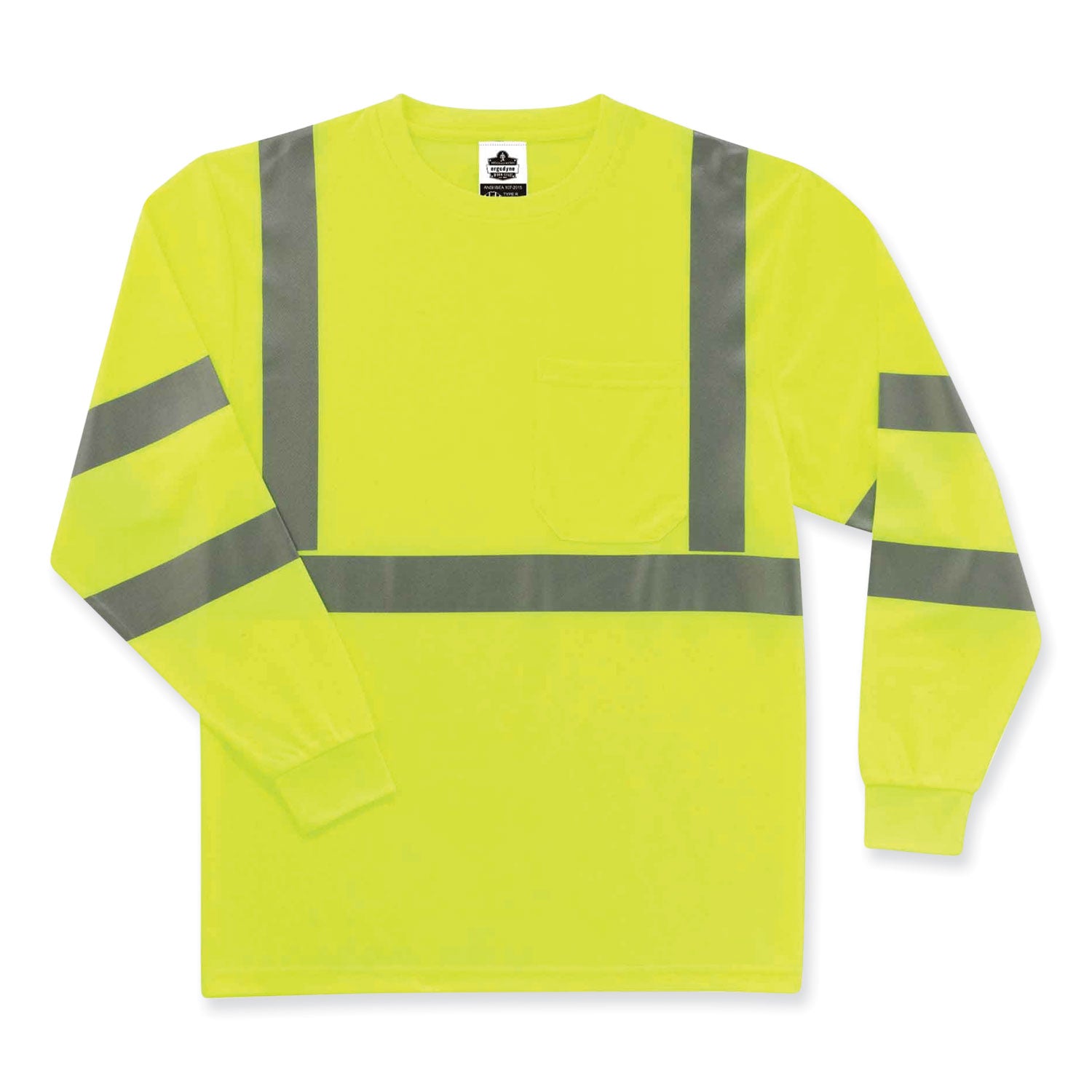 ergodyne GloWear 8391 Class 3 Hi-Vis Long Sleeve Shirt, Polyester, Lime, X-Large (21705)