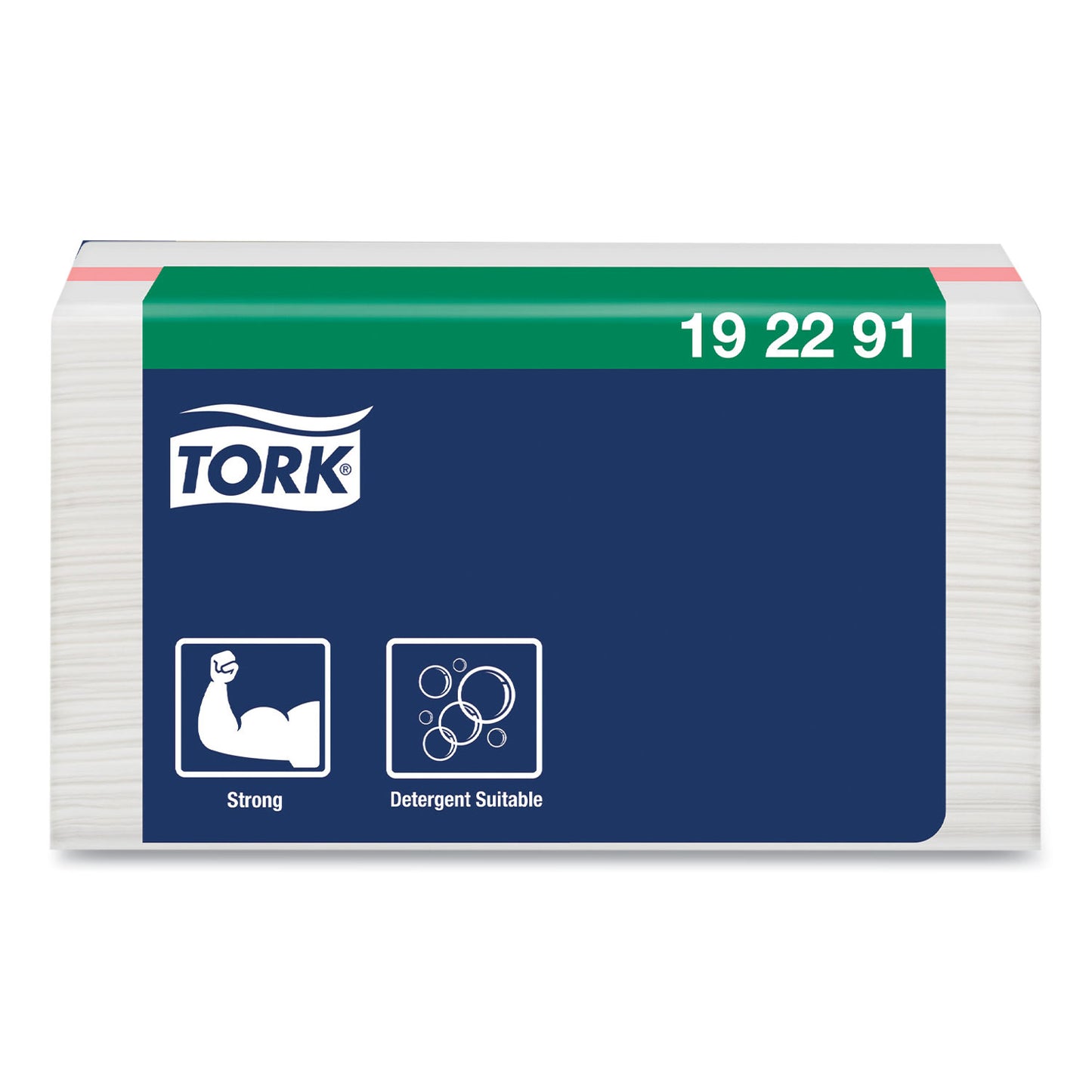 Tork Small Pack Foodservice Cloth, 1-Ply, 11.75 x 14.75, Unscented, White with Red Stripe, 50/Poly Pack, 4 Packs/Carton (192291)