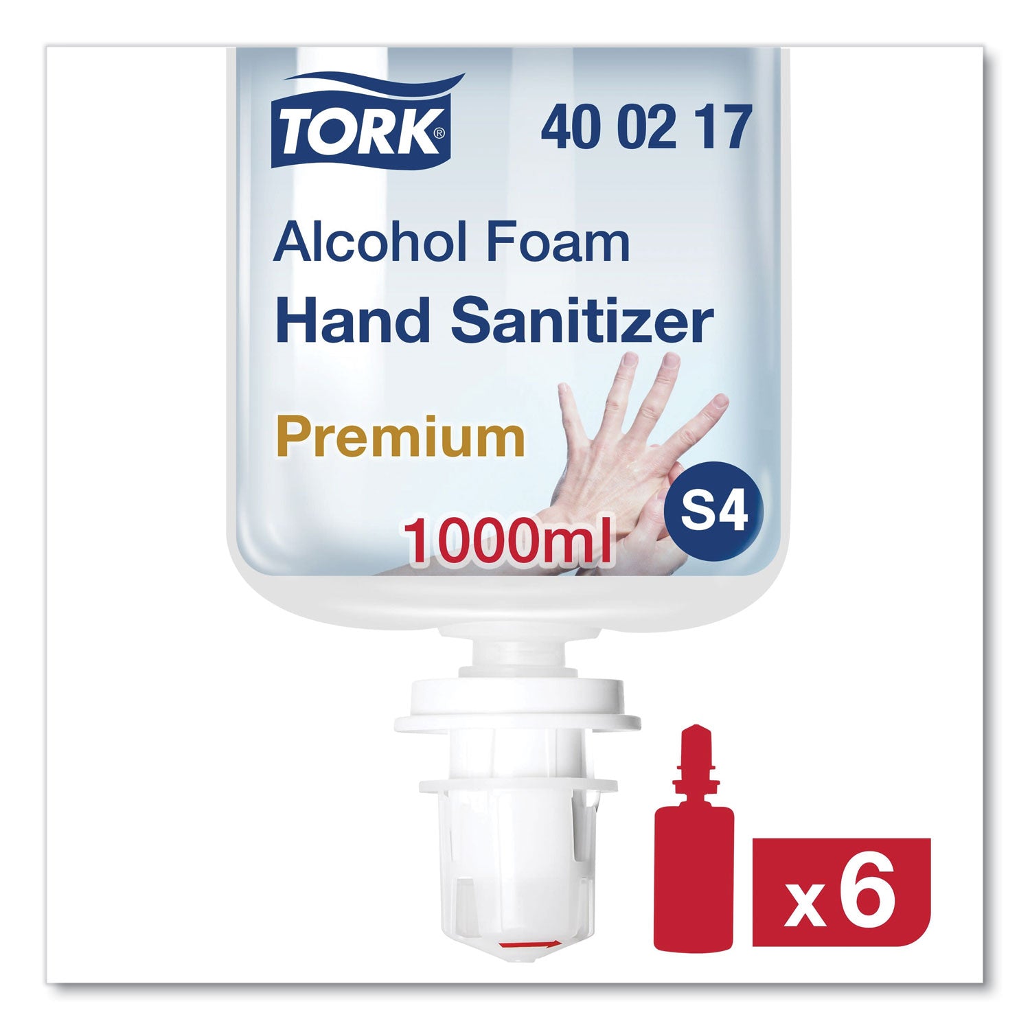 Tork Premium Alcohol Foam Hand Sanitizer, 1 L Bottle, Unscented, 6/Carton (400217)