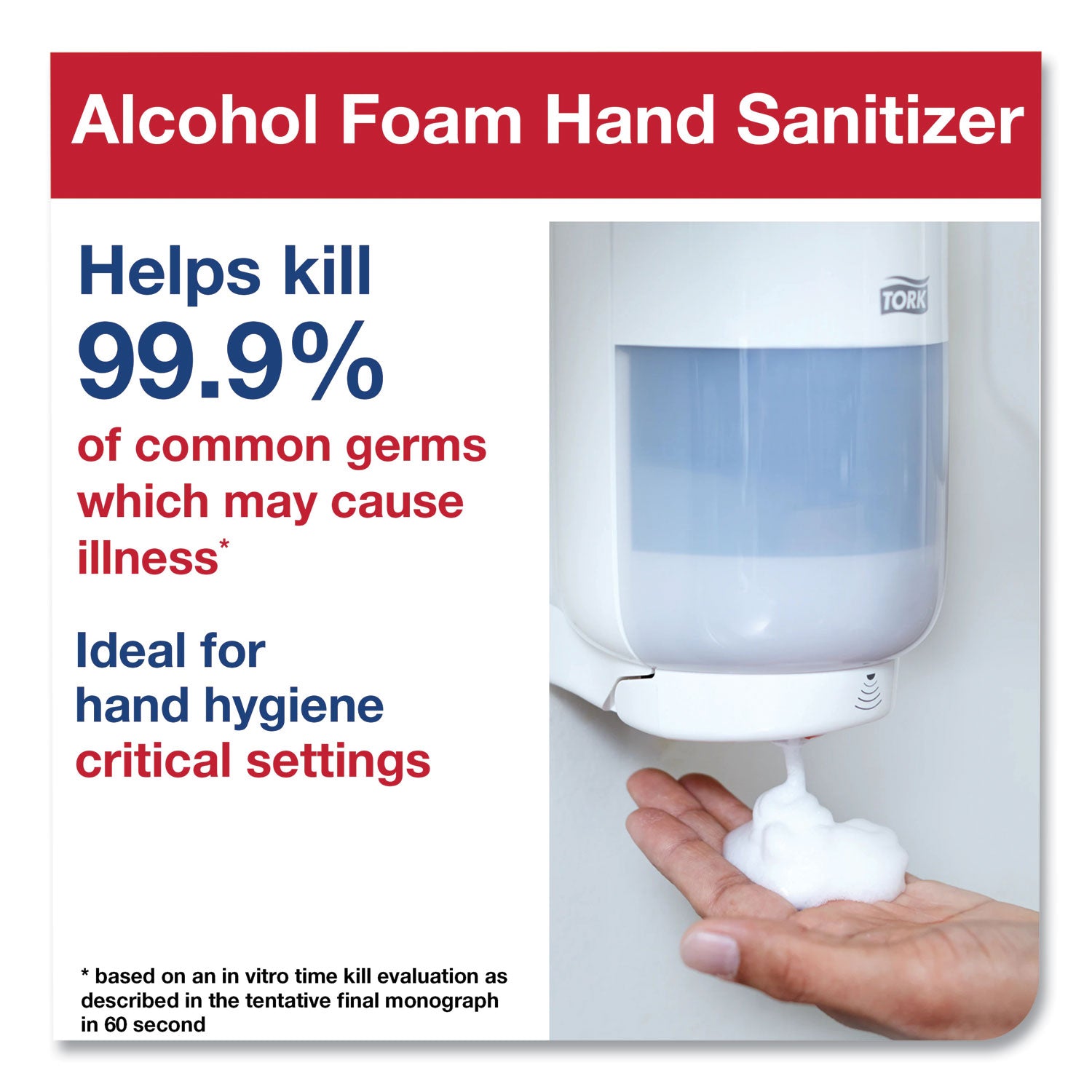 Tork Premium Alcohol Foam Hand Sanitizer, 1 L Bottle, Unscented, 6/Carton (400217)