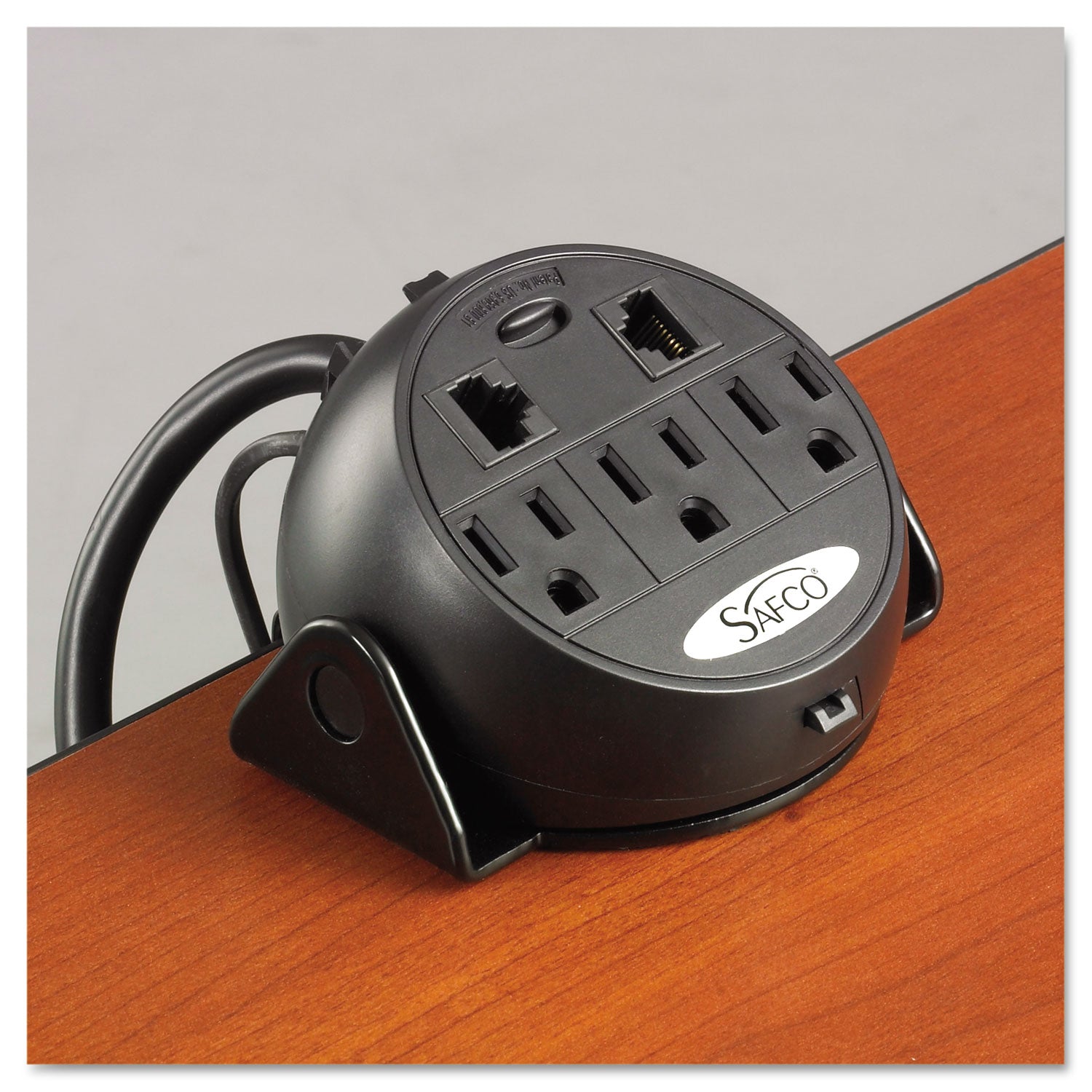 Safco Power Module, 3 Outlets, 2 RJ-45 Ports, 8 ft Cord, Black (2059BL)