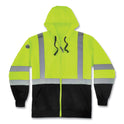 ergodyne GloWear 8372 ZipUp HiVis Class 3 Zip Hooded Sweatshirt with Black Bottom, Polar Fleece, Lime, 5X-Large (21849)