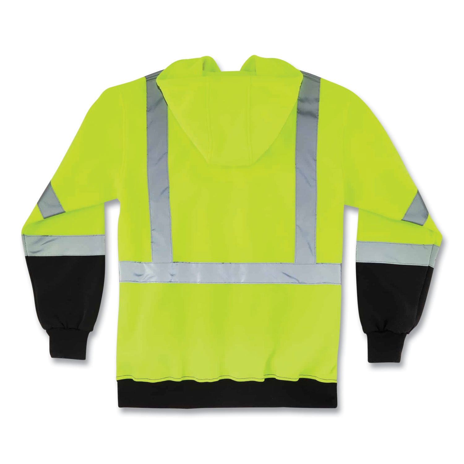 ergodyne GloWear 8373 Hi-Vis Class 3 Hooded Sweatshirt with Black Bottom, Polar Fleece, Lime, 4X-Large (21888)