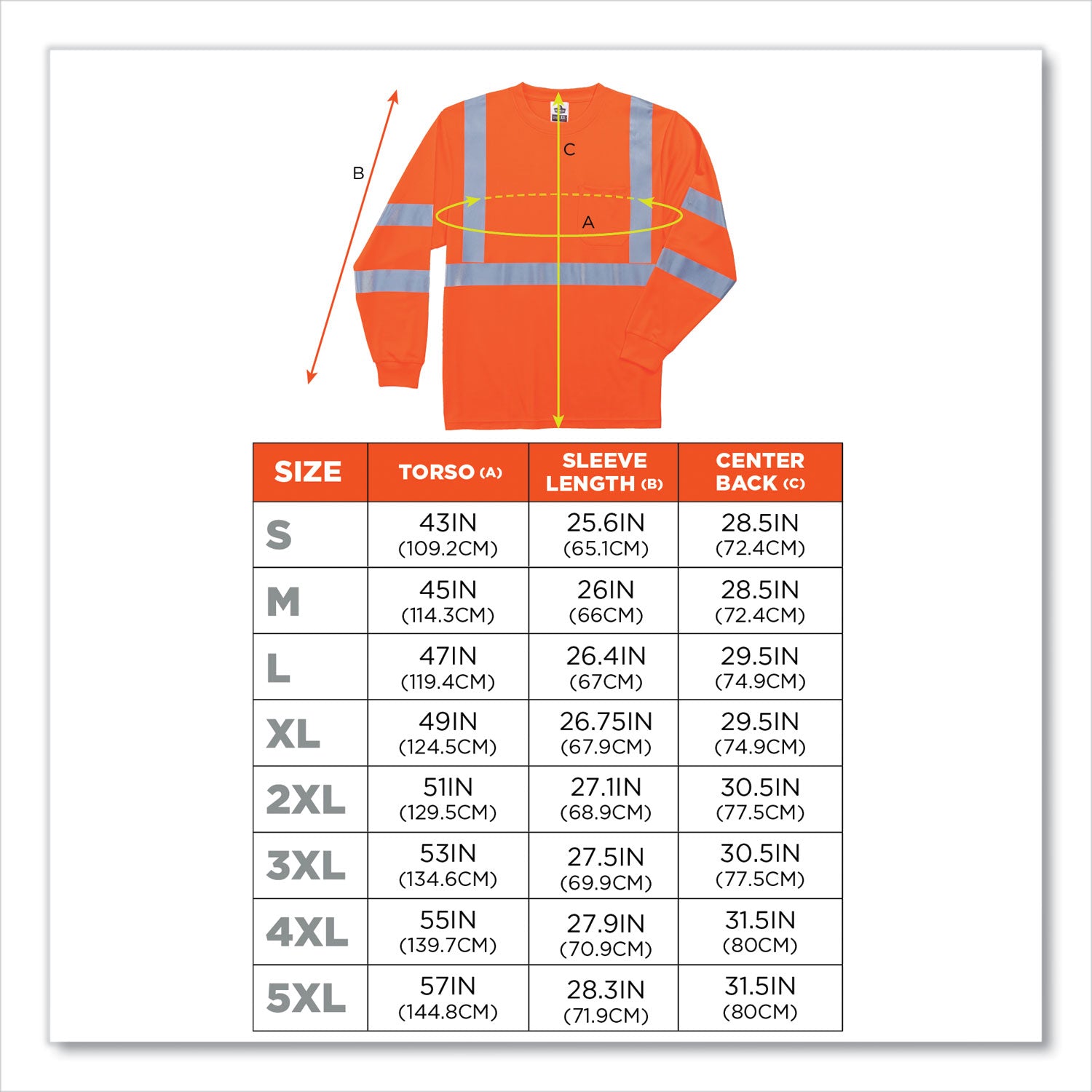 ergodyne GloWear 8391 Class 3 Hi-Vis Long Sleeve Shirt, Polyester, Orange, 3X-Large (21717)