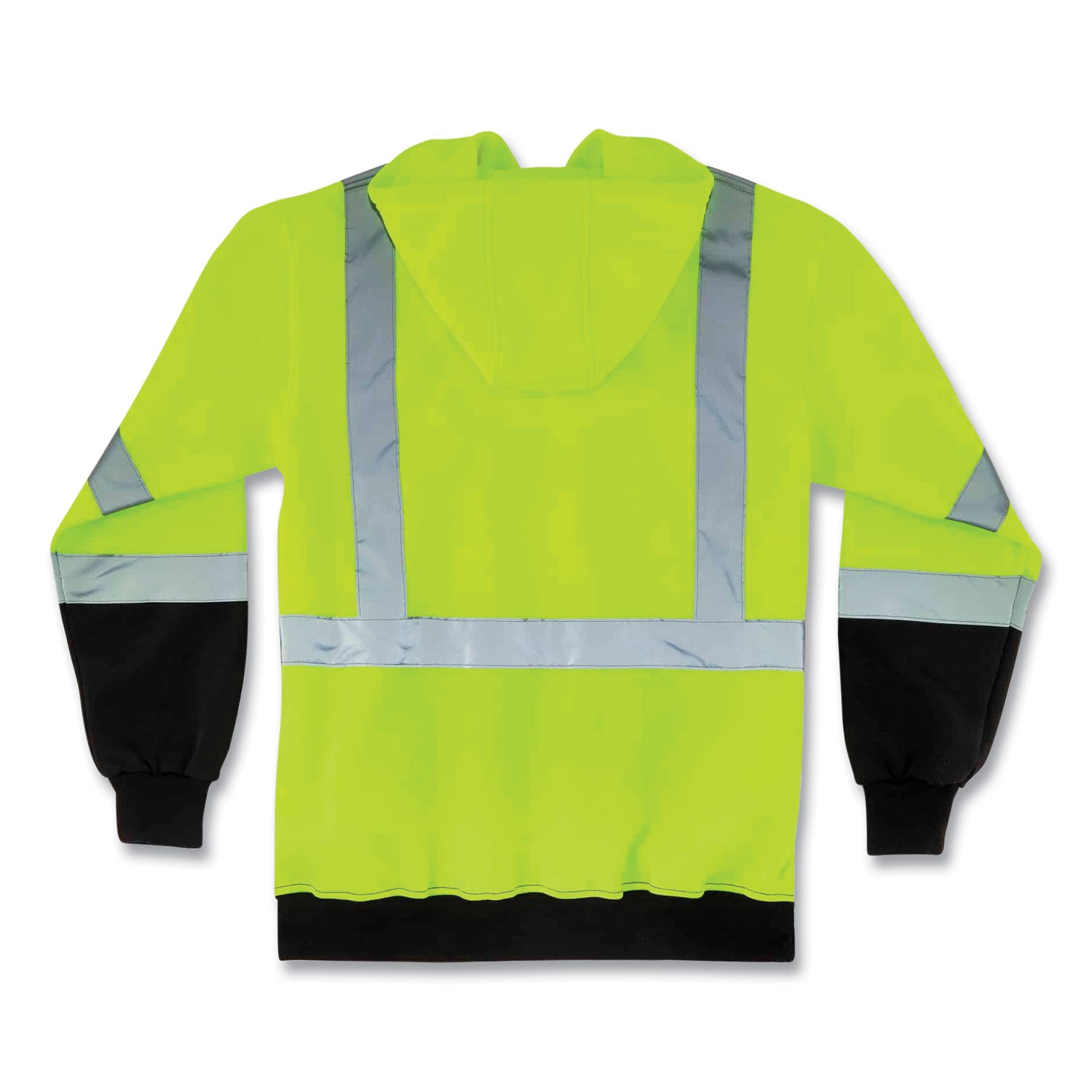 ergodyne GloWear 8373 Hi-Vis Class 3 Hooded Sweatshirt with Black Bottom, Polar Fleece, Lime, Large (21884)