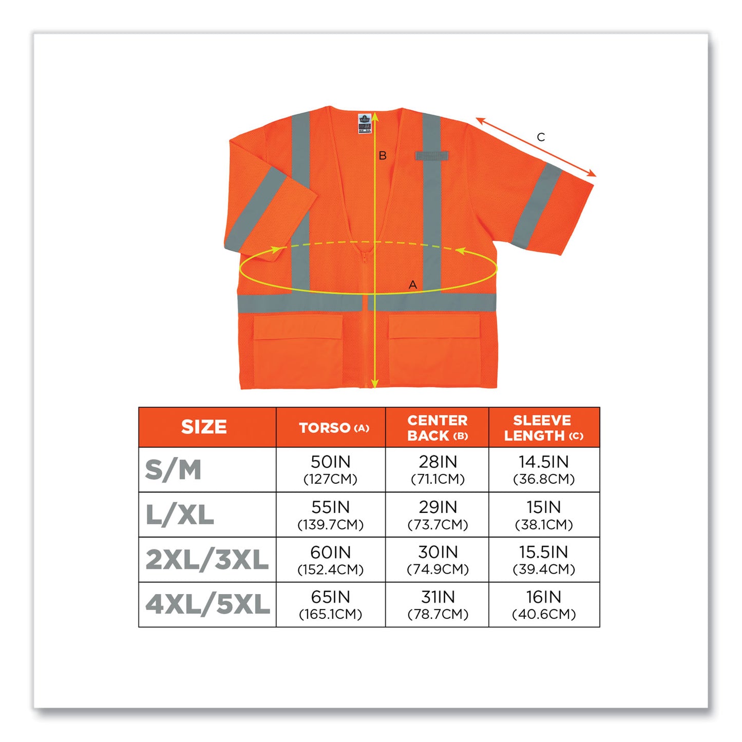 ergodyne GloWear 8320Z Class 3 Standard Zipper Vest, Polyester, 4X-Large/5X-Large, Orange (22119)