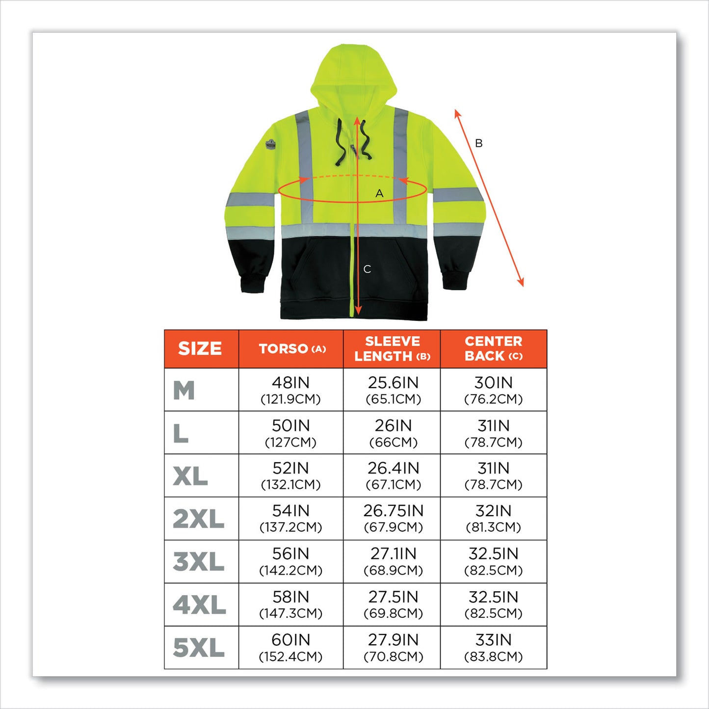 ergodyne GloWear 8372 ZipUp HiVis Class 3 Zip Hooded Sweatshirt with Black Bottom, Polar Fleece, Lime, Medium (21843)