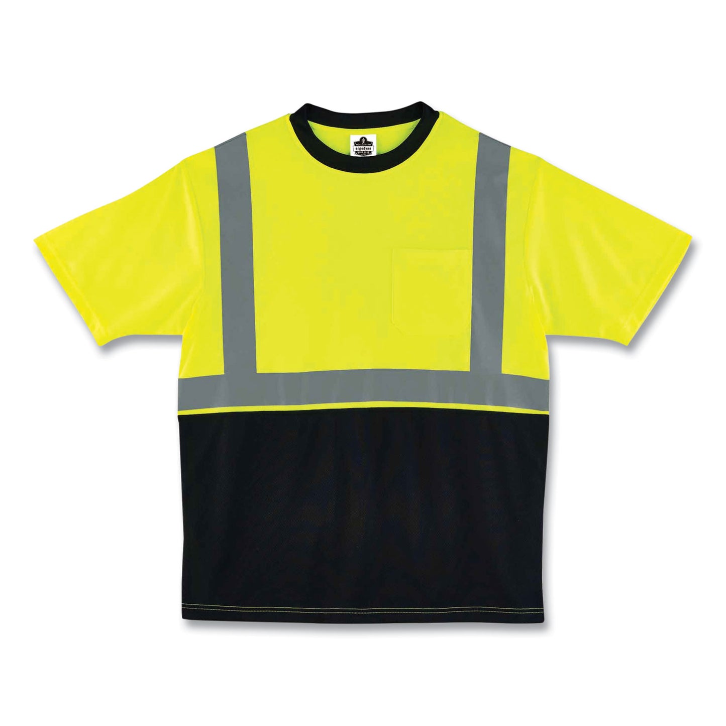 ergodyne GloWear 8289BK Class 2 Hi-Vis T-Shirt with Black Bottom, Large, Lime (22504)