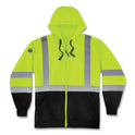 ergodyne GloWear 8372 ZipUp HiVis Class 3 Zip Hooded Sweatshirt with Black Bottom, Polar Fleece, Lime, 2X-Large (21846)