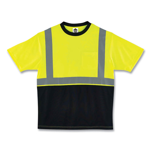 ergodyne GloWear 8289BK Class 2 Hi-Vis T-Shirt with Black Bottom, 5X-Large, Lime (22509)