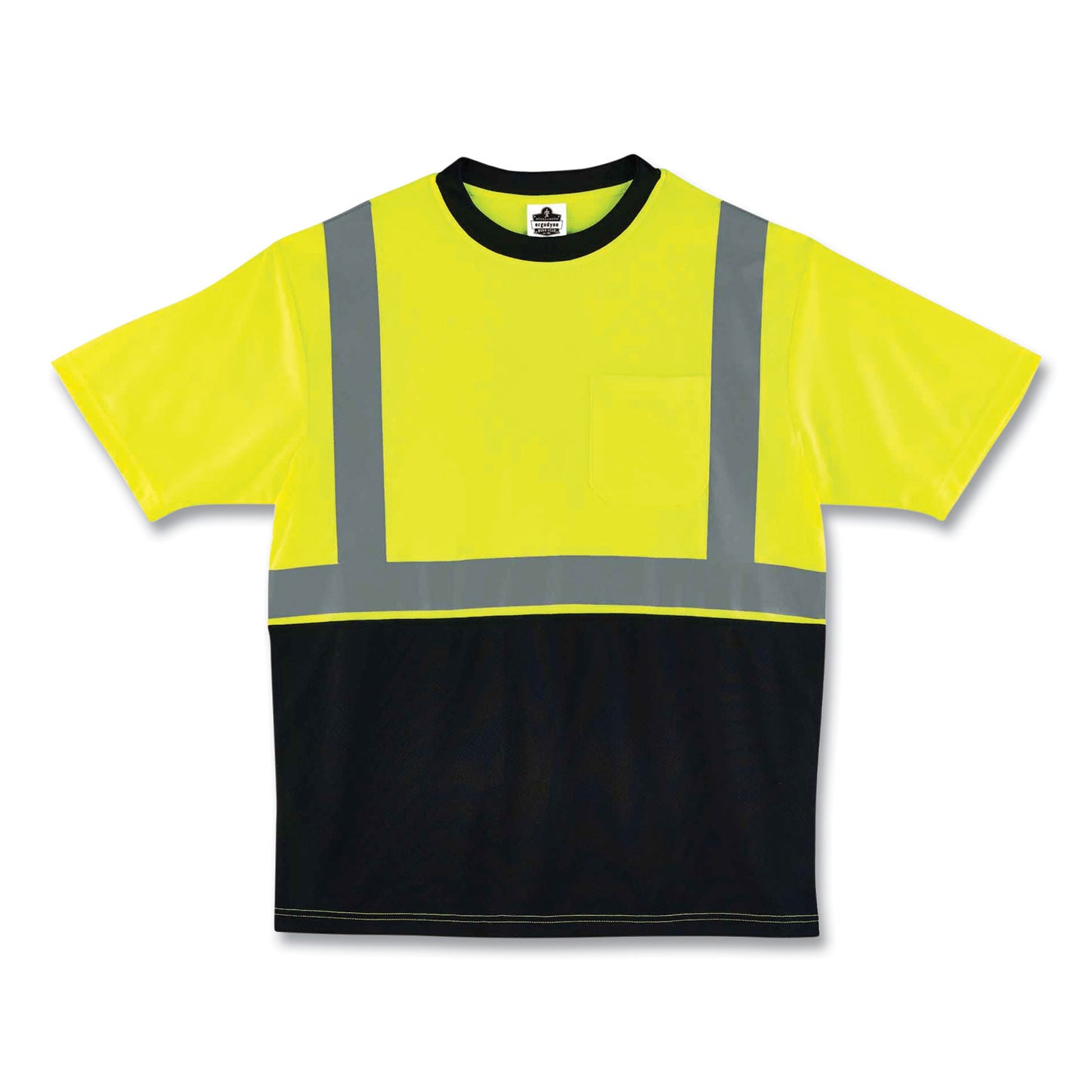 ergodyne GloWear 8289BK Class 2 Hi-Vis T-Shirt with Black Bottom, Small, Lime (22502)