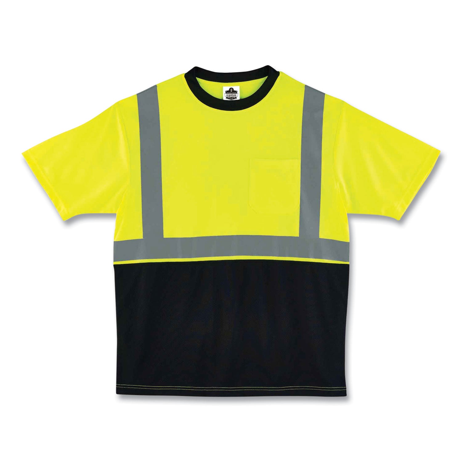 ergodyne GloWear 8289BK Class 2 Hi-Vis T-Shirt with Black Bottom, Small, Lime (22502)