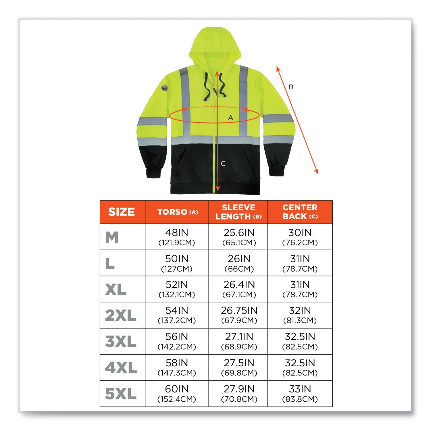 ergodyne GloWear 8372 ZipUp HiVis Class 3 Zip Hooded Sweatshirt with Black Bottom, Polar Fleece, Lime, 4X-Large (21848)