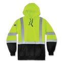 ergodyne GloWear 8373 Hi-Vis Class 3 Hooded Sweatshirt with Black Bottom, Polar Fleece, Lime, Large (21884)