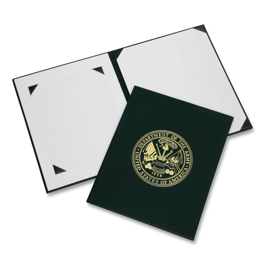 AbilityOne 7510017011805, SKILCRAFT Awards Certificate Binder, Army Seal, 14.5 x 11.5, Green/Gold