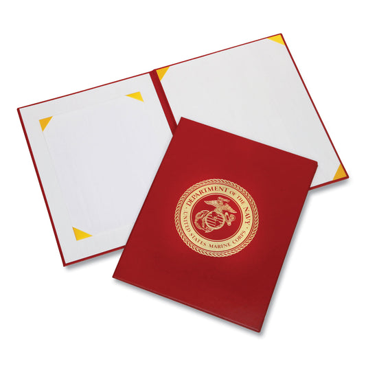 AbilityOne 7510017011809, SKILCRAFT Awards Certificate Binder, USMC Seal, 14.5 x 11.5, Red/Gold