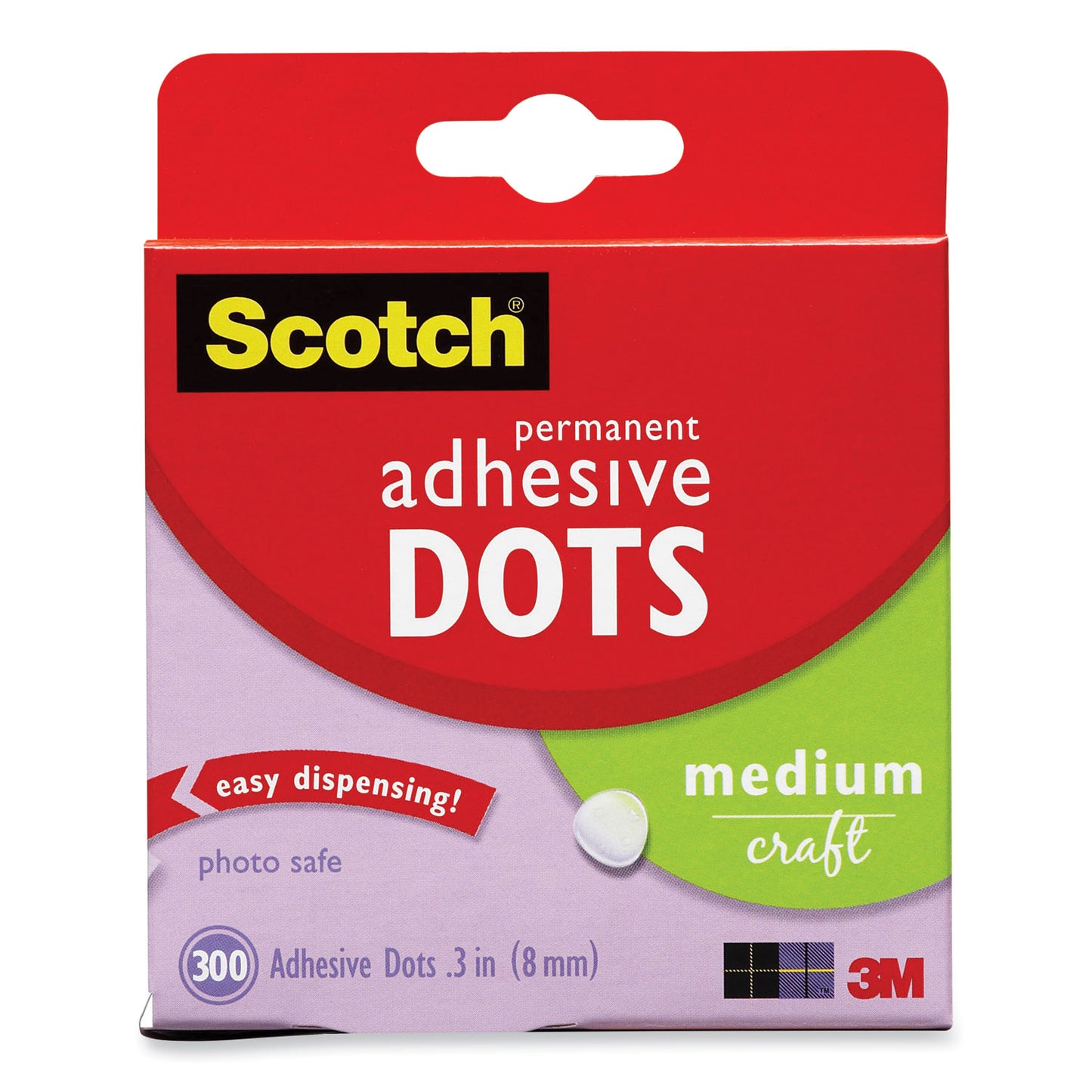 Scotch Mounting Adhesive Dots, 0.3" dia, Transparent, 300/Pack (70005077485)