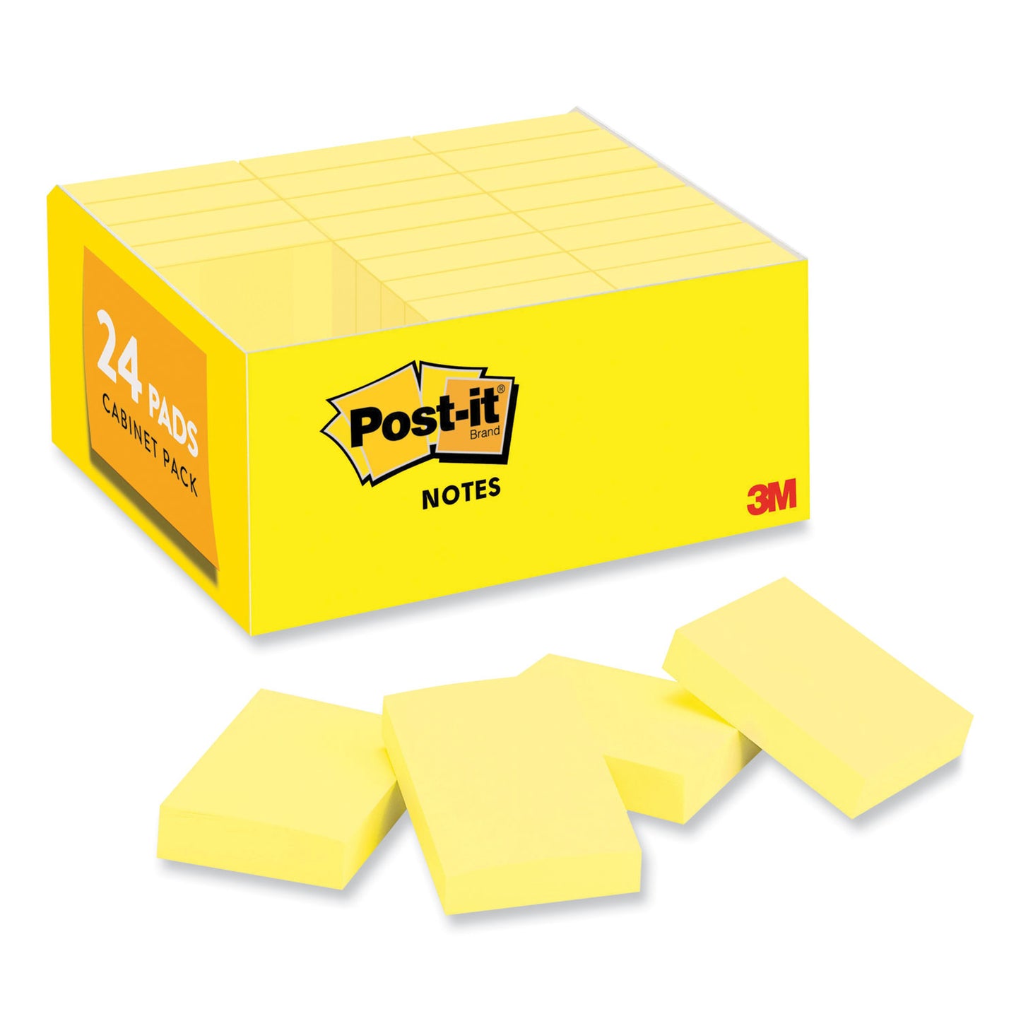 Post-it Original Pads in Canary Yellow, Value Pack, 1.38" x 1.88", 100 Sheets/Pad, 24 Pads/Pack (65324VAD)