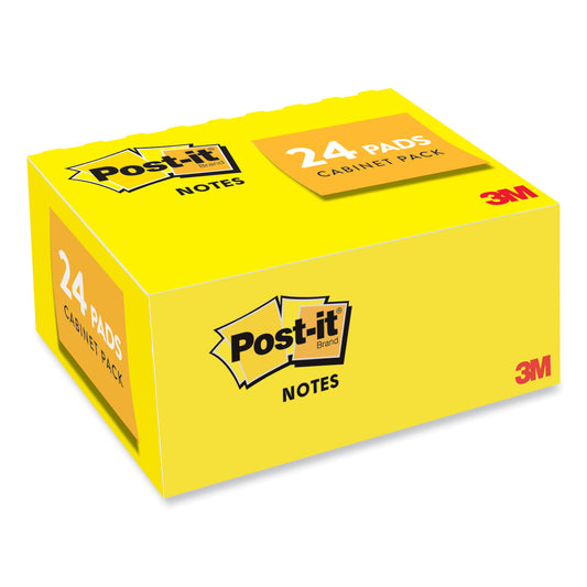 Post-it Original Pads in Canary Yellow, Value Pack, 1.38" x 1.88", 100 Sheets/Pad, 24 Pads/Pack (65324VAD)