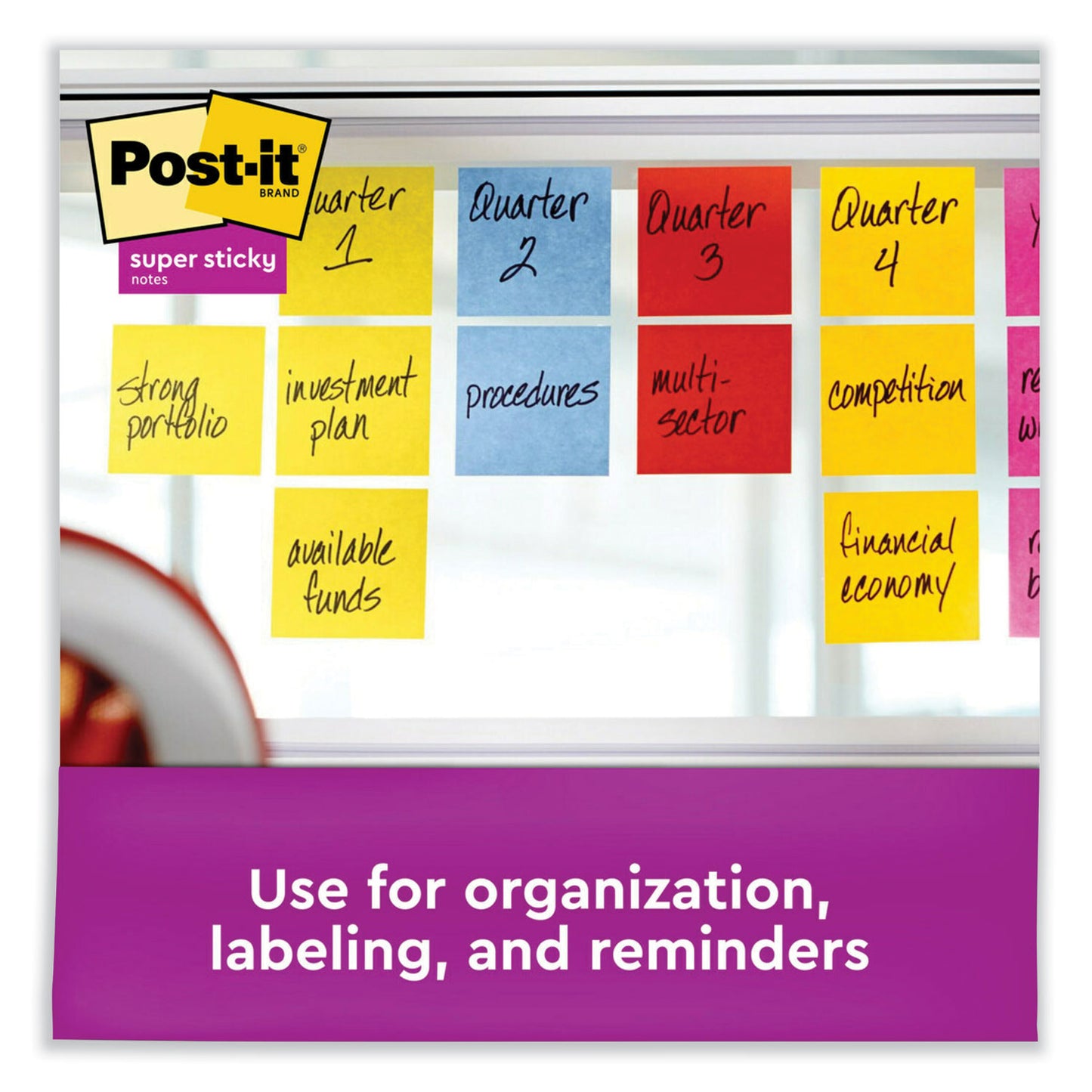 Post-it Self-Stick Notes, 3" x 3", Saffron Red, 90 Sheets/Pad, 5 Pads/Pack (6545SSRR)