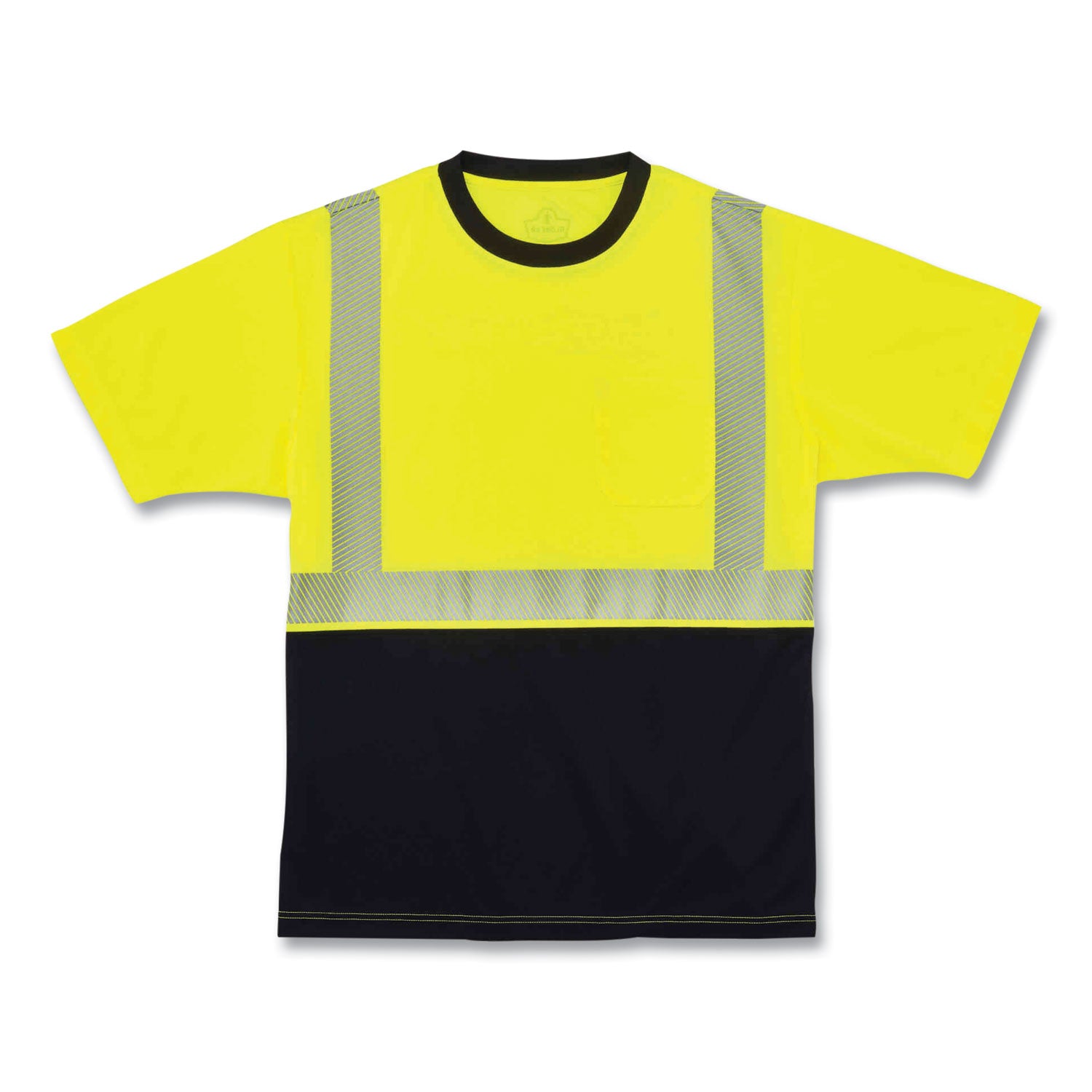 ergodyne GloWear 8280BK Class 2 Performance T-Shirt with Black Bottom, Polyester, Small, Lime (22532)