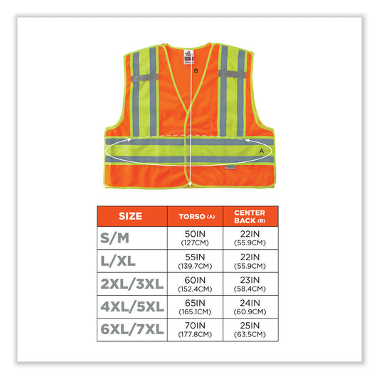 ergodyne GloWear 8245PSV Class 2 Public Safety Vest, Polyester, 4X-Large/5X-Large, Orange (23389)